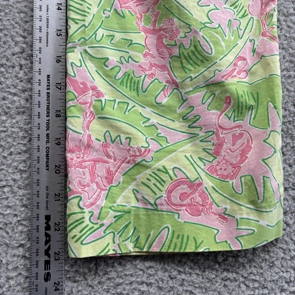 Lilly Pulitzer Monkey Music Pants Womens 8 Pink Green Cropped Capri Fun Tropical - Picture 7 of 8